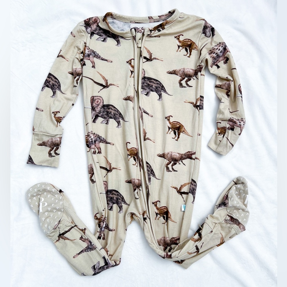 Posh Peanut Vintage Dino Footie Zippered One Piece 12-18 months